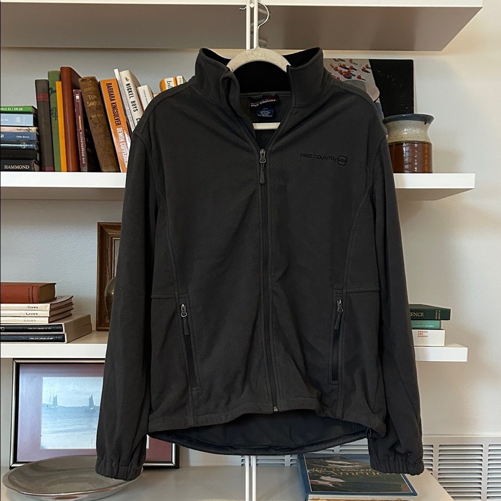 Free Country Large Men’s Fleece Zip Up Dark Gray Good Condition!